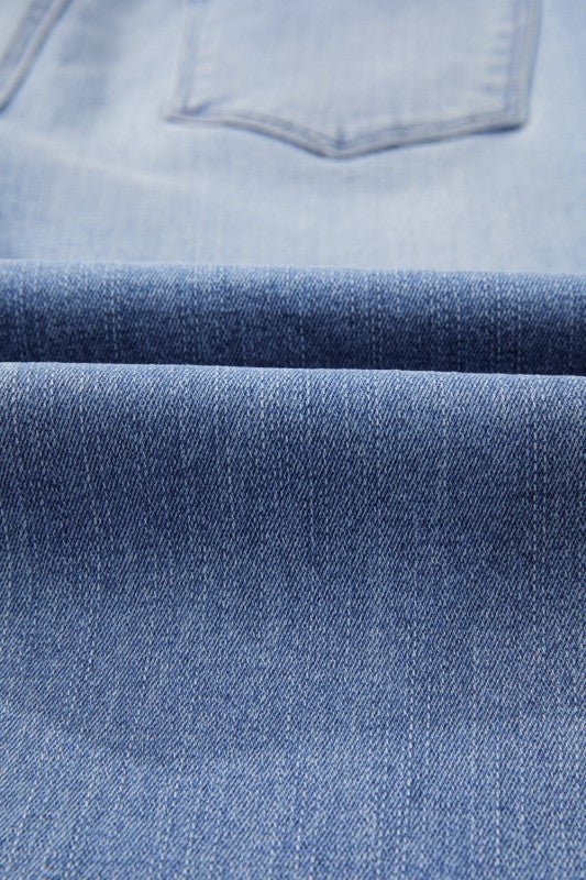 JUNIPER BLVD Solid Mineral Wash Raw Hem Flared Jeans - Sleekdenim.com