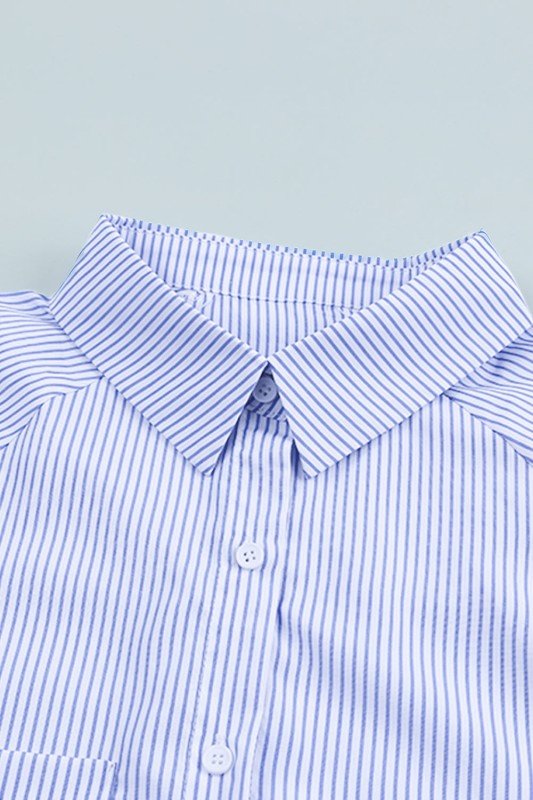 JUNIPER BLVD Stripe Smocked Long Sleeve Button - Up Shirt - Sleekdenim.com