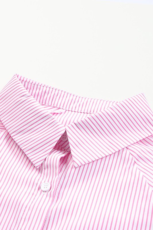 JUNIPER BLVD Stripe Smocked Long Sleeve Button - Up Shirt - Sleekdenim.com