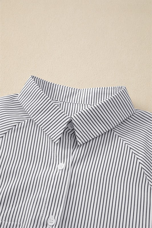 JUNIPER BLVD Stripe Smocked Long Sleeve Button - Up Shirt - Sleekdenim.com