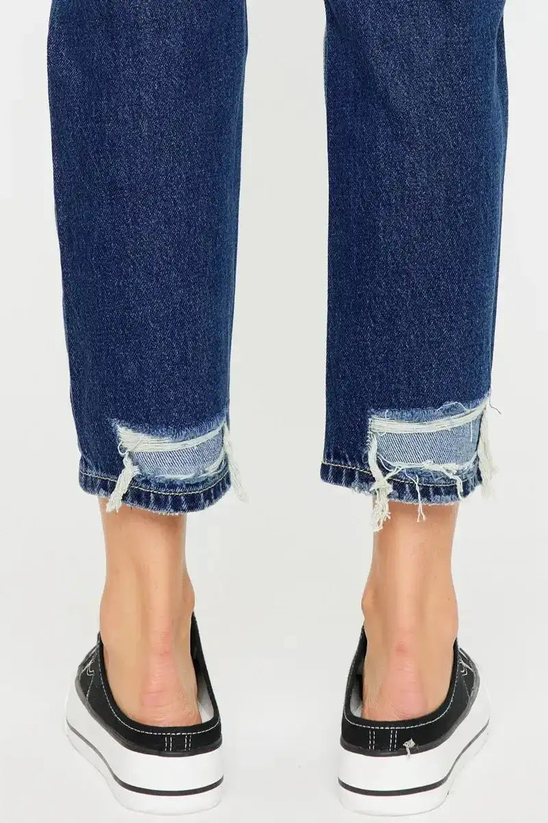 Kancan High Rise Distressed Mom Fit Jeans - Sleekdenim.com