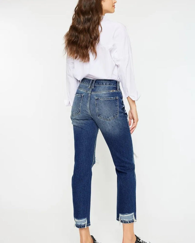 Kancan High Rise Distressed Mom Fit Jeans - Sleekdenim.com