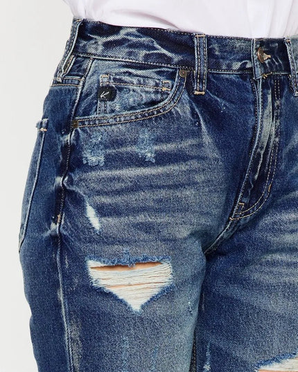 Kancan High Rise Distressed Mom Fit Jeans - Sleekdenim.com