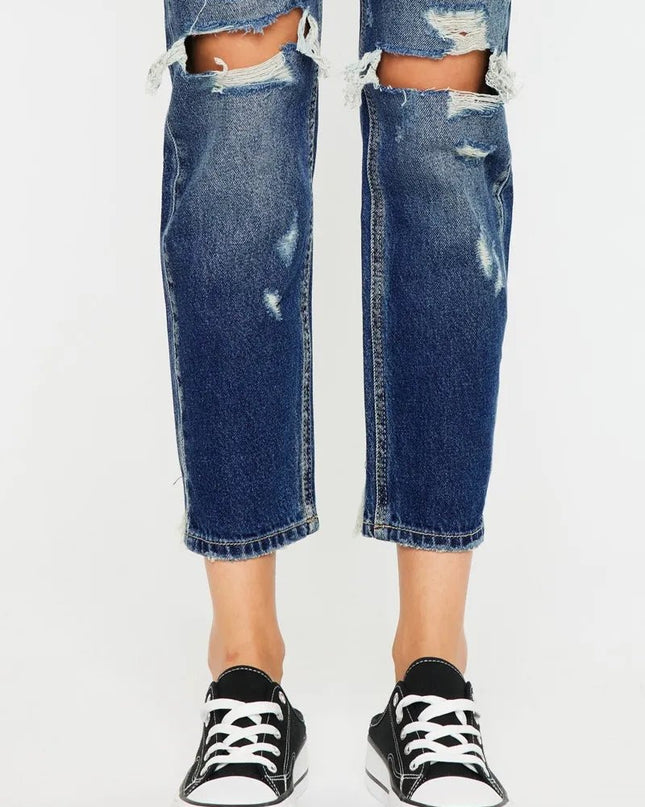 Kancan High Rise Distressed Mom Fit Jeans - Sleekdenim.com