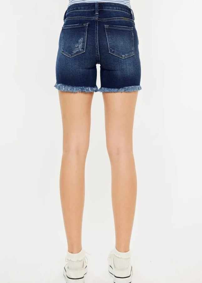 Kancan Mid Rise Button Fly Denim Shorts - Sleekdenim.com