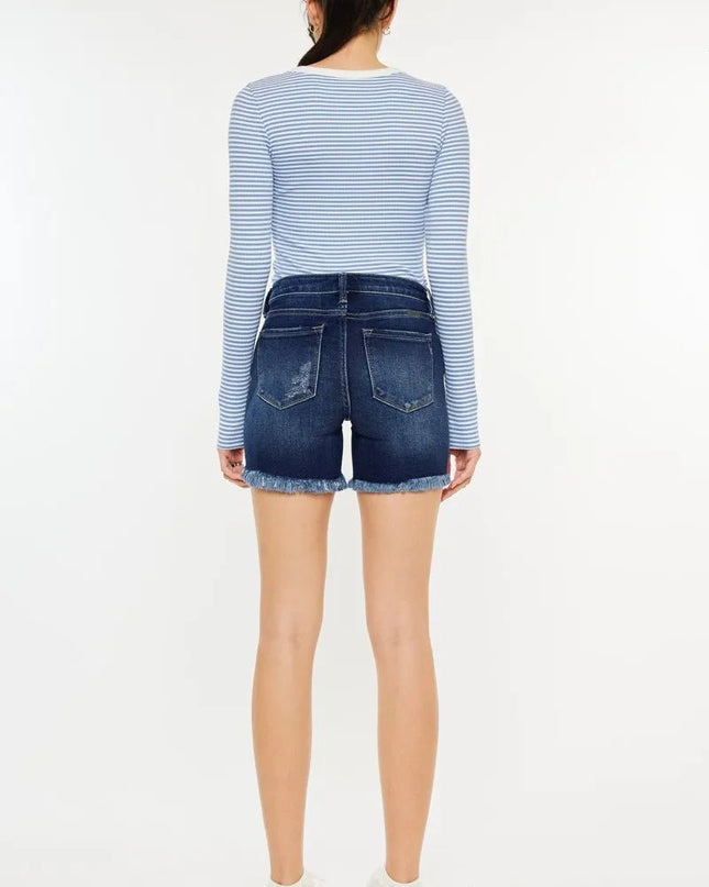 Kancan Mid Rise Button Fly Denim Shorts - Sleekdenim.com