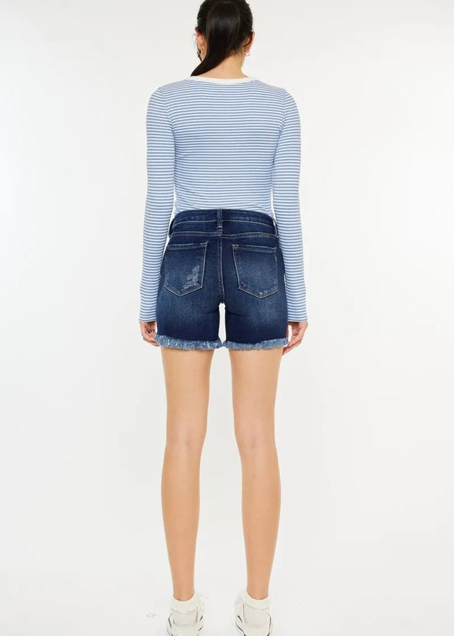 Kancan Mid Rise Button Fly Denim Shorts - Sleekdenim.com