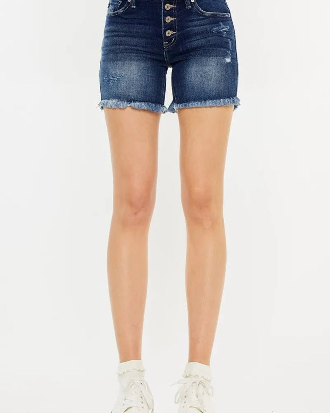 Kancan Mid Rise Button Fly Denim Shorts - Sleekdenim.com