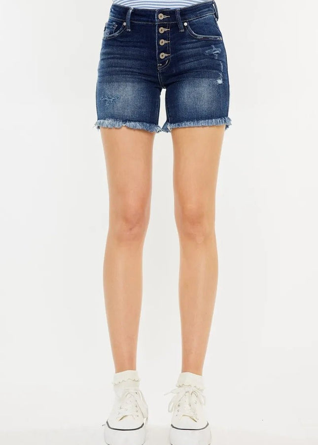 Kancan Mid Rise Button Fly Denim Shorts - Sleekdenim.com