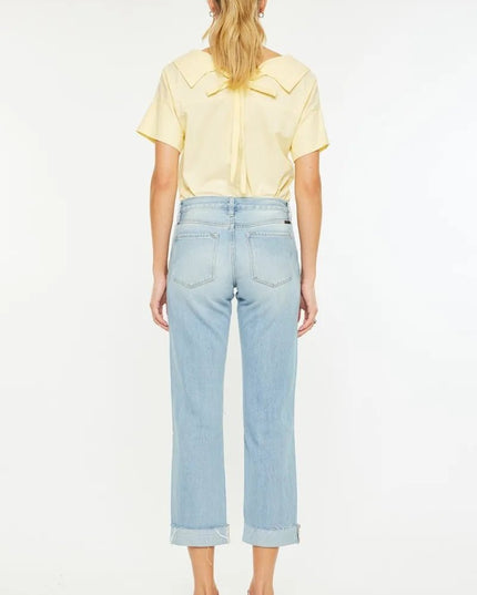 Kancan Mid Rise Distressed Boyfriend Jeans - Sleekdenim.com