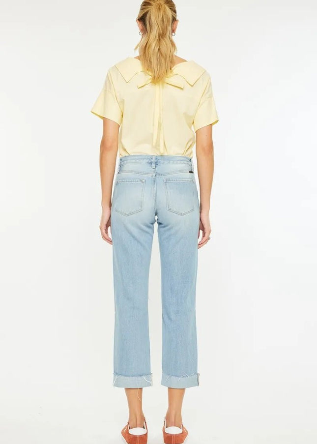 Kancan Mid Rise Distressed Boyfriend Jeans - Sleekdenim.com