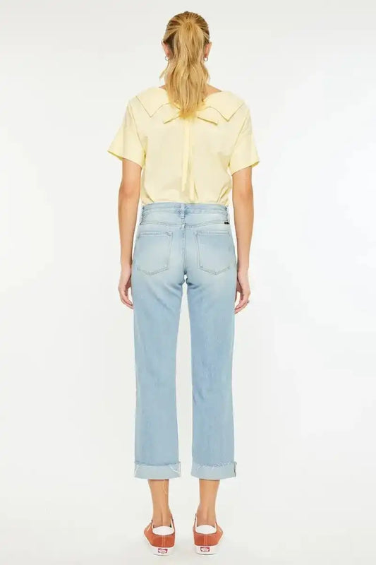 Kancan Mid Rise Distressed Boyfriend Jeans - Sleekdenim.com