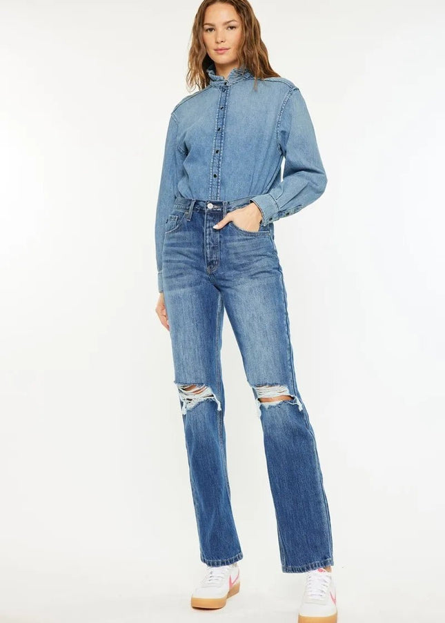 Kancan Ultra High Rise 90's Boyfriend Jeans - Sleekdenim.com