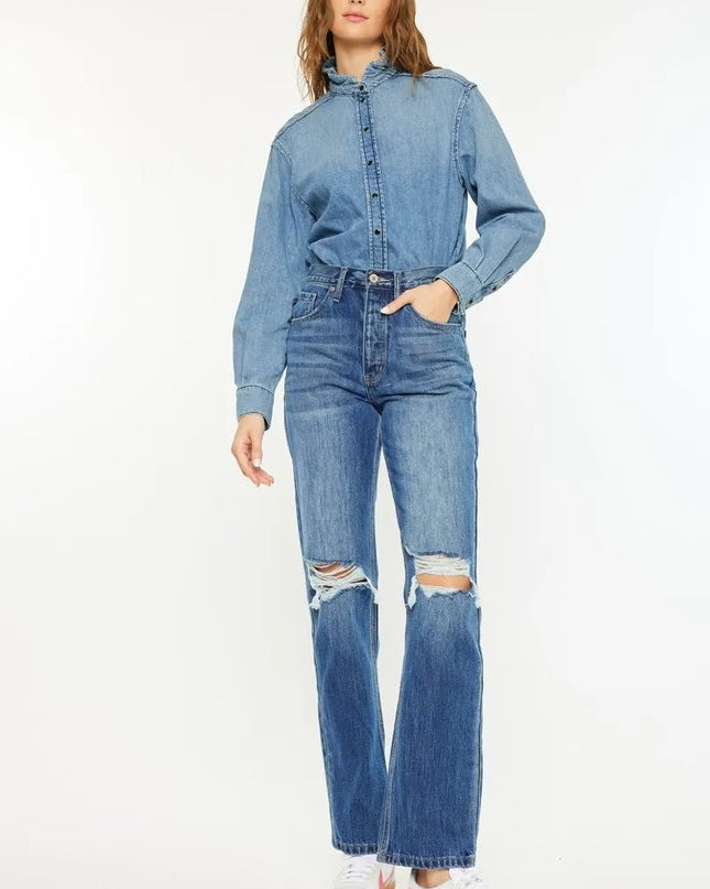 Kancan Ultra High Rise 90's Boyfriend Jeans - Sleekdenim.com