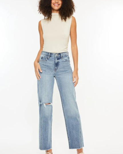 Kancan Ultra High Rise Distressed Straight Jeans - Sleekdenim.com