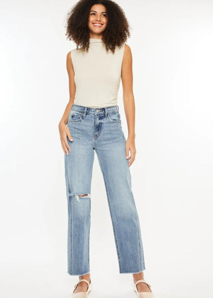 Kancan Ultra High Rise Distressed Straight Jeans - Sleekdenim.com