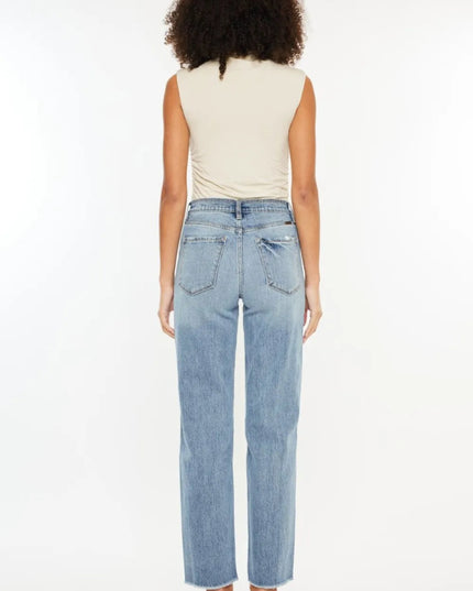 Kancan Ultra High Rise Distressed Straight Jeans - Sleekdenim.com