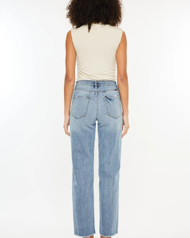 Kancan Ultra High Rise Distressed Straight Jeans - Sleekdenim.com