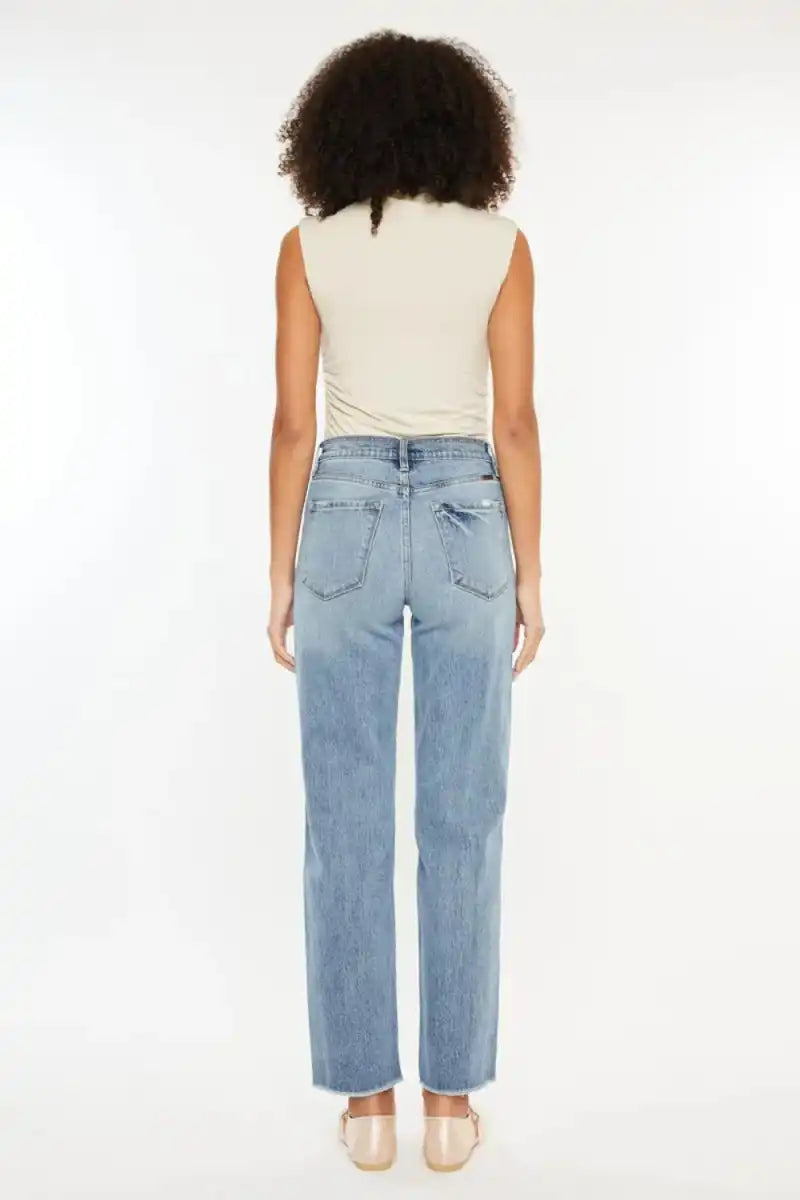 Kancan Ultra High Rise Distressed Straight Jeans - Sleekdenim.com