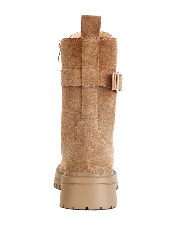 Kasper Suede Chunky Lug Boots - Sleekdenim.com