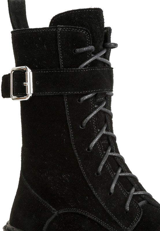 Kasper Suede Chunky Lug Boots - Sleekdenim.com