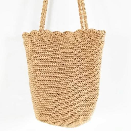 Knitted Scalloped Edge Tote - Sleekdenim.com