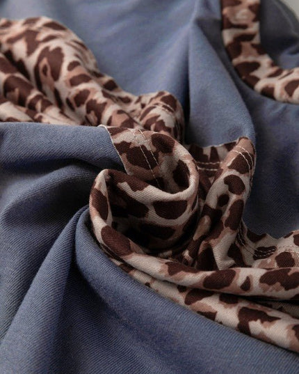 Leopard Patchwork Colorblock Drop Shoulder Top - Sleekdenim.com