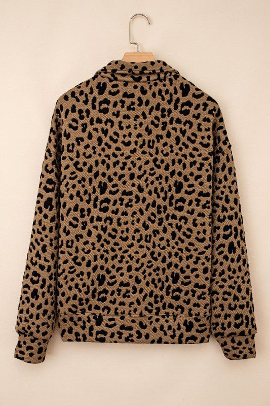 Leopard Quarter - Zip Drop Shoulder Sweatshirt - Sleekdenim.com