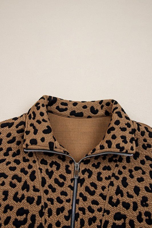 Leopard Quarter - Zip Drop Shoulder Sweatshirt - Sleekdenim.com