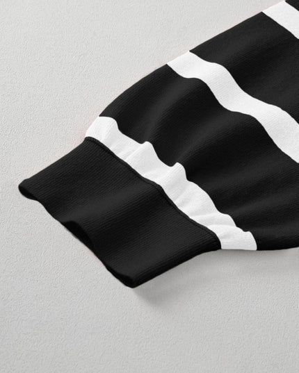 Light Beige Striped Colorblock Drop Shoulder Sweater - Sleekdenim.com