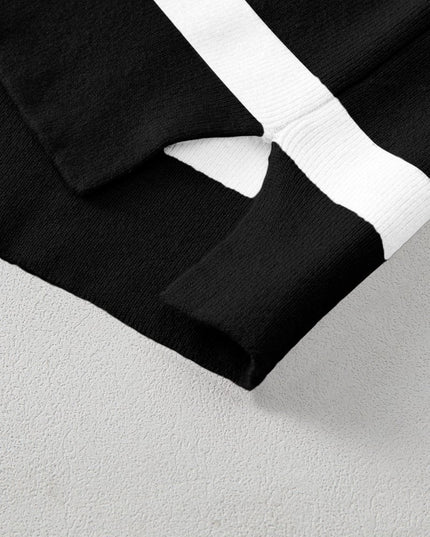 Light Beige Striped Colorblock Drop Shoulder Sweater - Sleekdenim.com