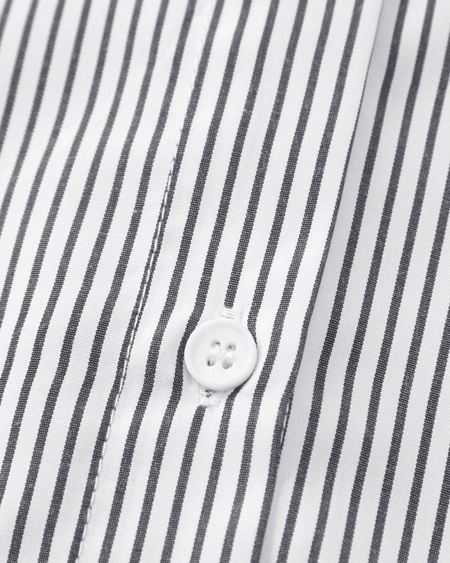 Light Blue Casual Striped Shirred Cuffs Shirt - Sleekdenim.com