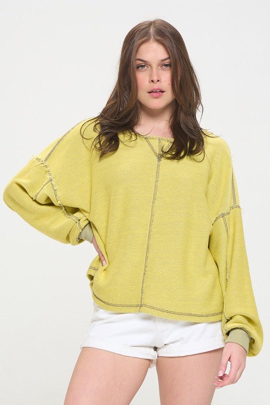 LONG DOLMAN SLEEVE ROUND NECK CASUAL KNIT SWEATER - Sleekdenim.com