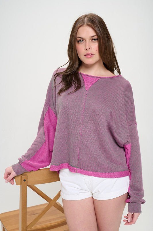 LONG DOLMAN SLEEVE ROUND NECK CASUAL KNIT SWEATER - Sleekdenim.com