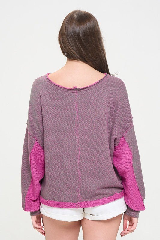 LONG DOLMAN SLEEVE ROUND NECK CASUAL KNIT SWEATER - Sleekdenim.com