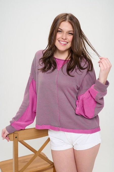 LONG DOLMAN SLEEVE ROUND NECK CASUAL KNIT SWEATER - Sleekdenim.com