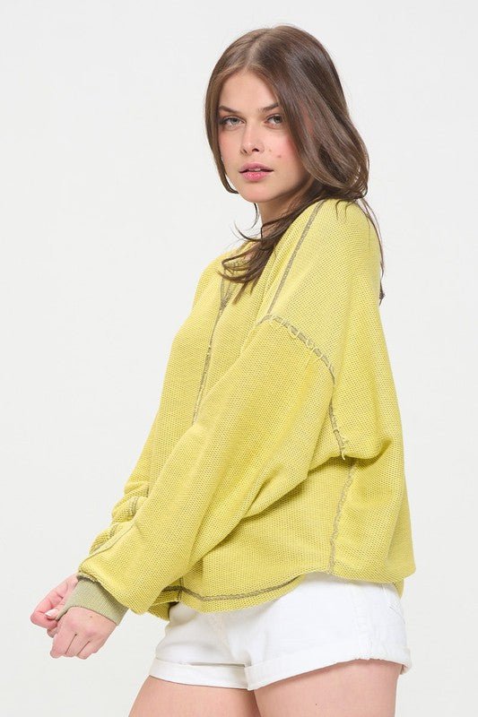 LONG DOLMAN SLEEVE ROUND NECK CASUAL KNIT SWEATER - Sleekdenim.com