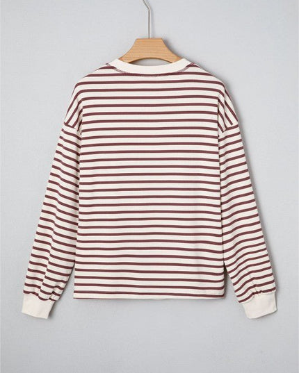 Margaret Sleeve Henley top Long Sleeve Top - Sleekdenim.com