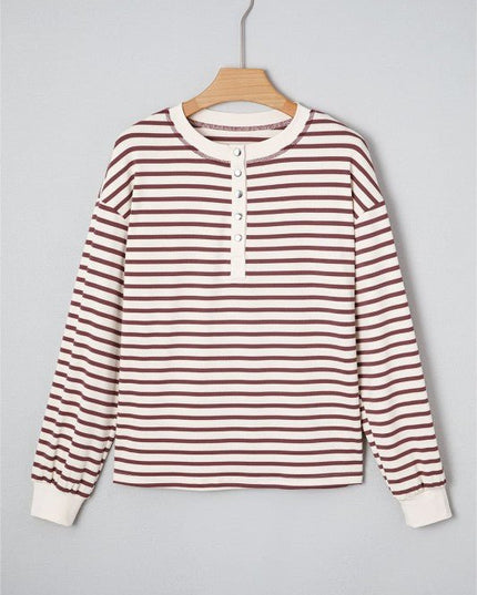 Margaret Sleeve Henley top Long Sleeve Top - Sleekdenim.com