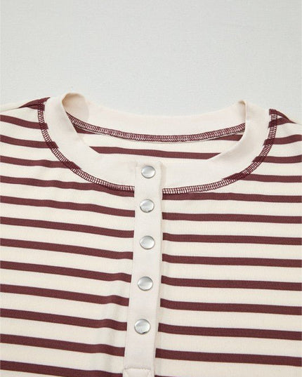 Margaret Sleeve Henley top Long Sleeve Top - Sleekdenim.com