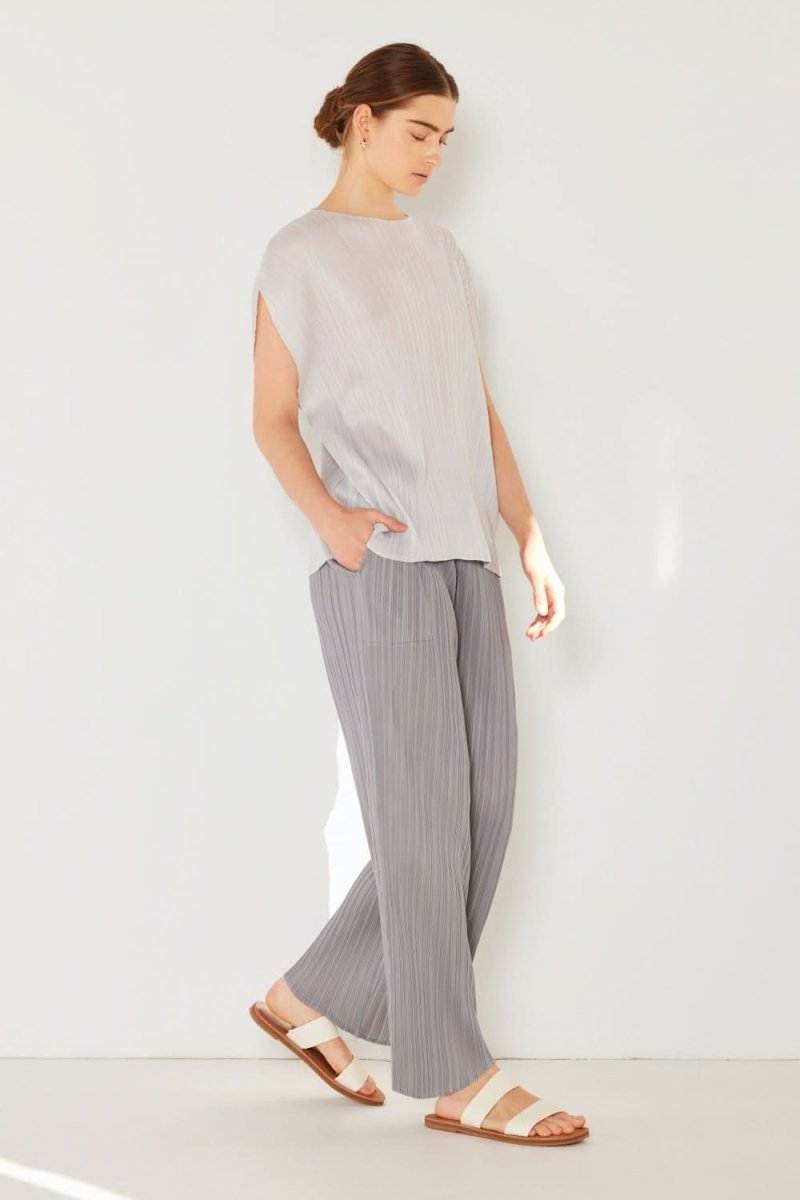 Marina West Swim Pleated Elastic - Waist Straight Pants - Sleekdenim.com