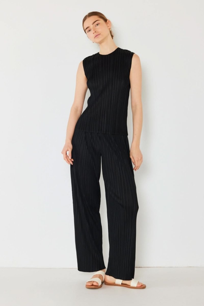 Marina West Swim Pleated Elastic - Waist Straight Pants - Sleekdenim.com