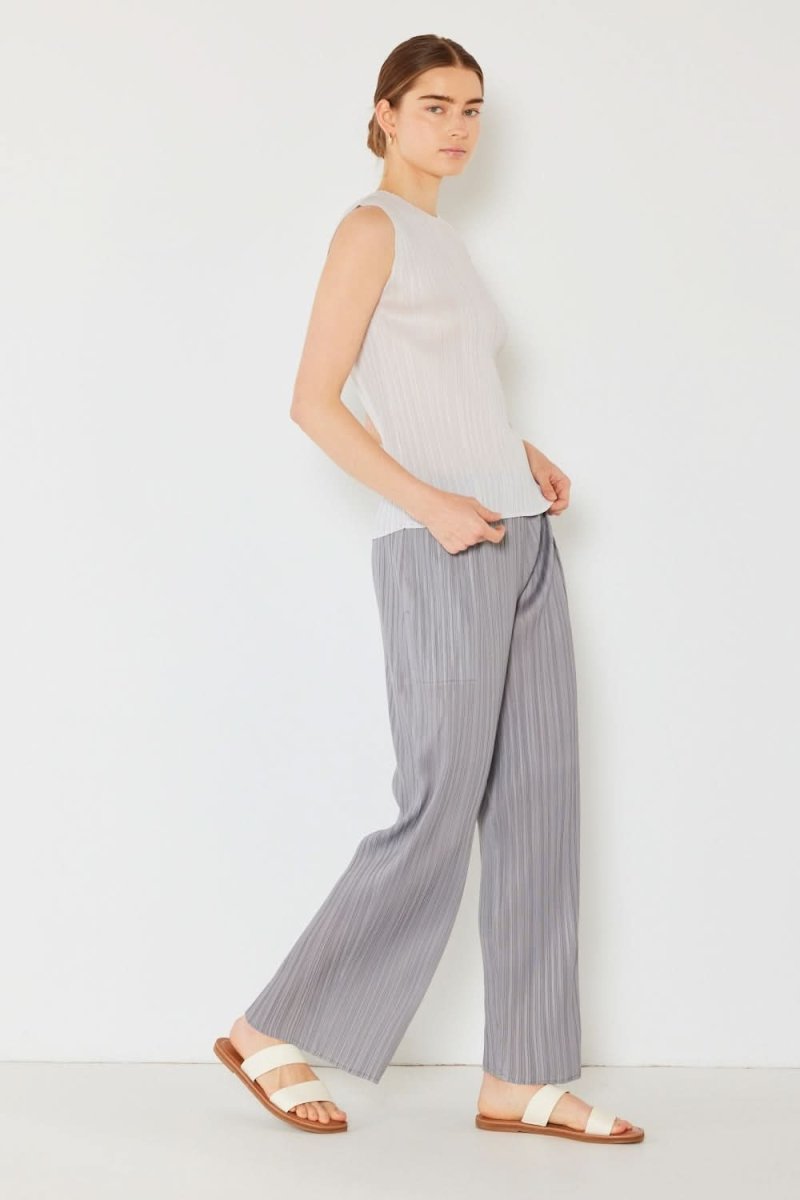 Marina West Swim Pleated Elastic - Waist Straight Pants - Sleekdenim.com