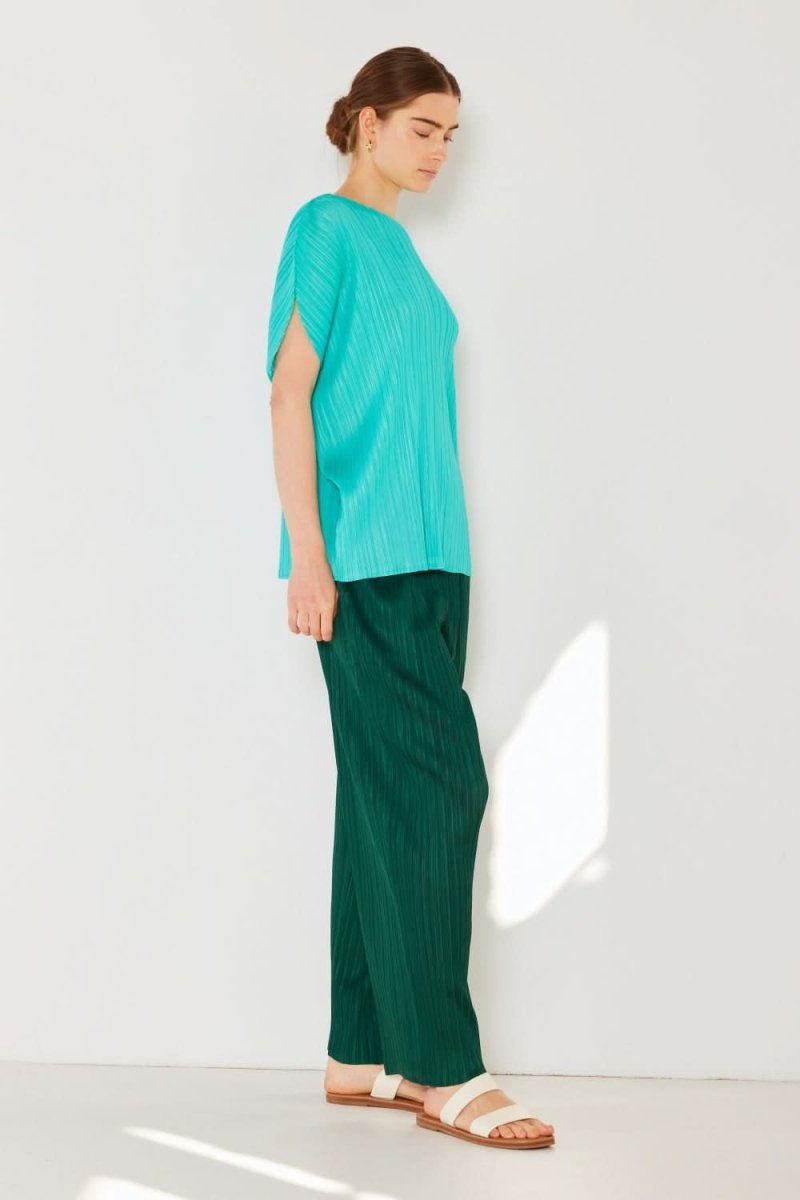 Marina West Swim Pleated Elastic - Waist Straight Pants - Sleekdenim.com