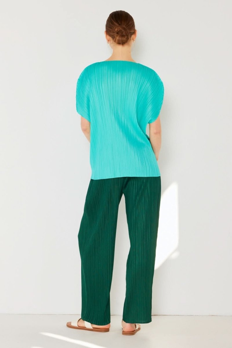 Marina West Swim Pleated Elastic - Waist Straight Pants - Sleekdenim.com