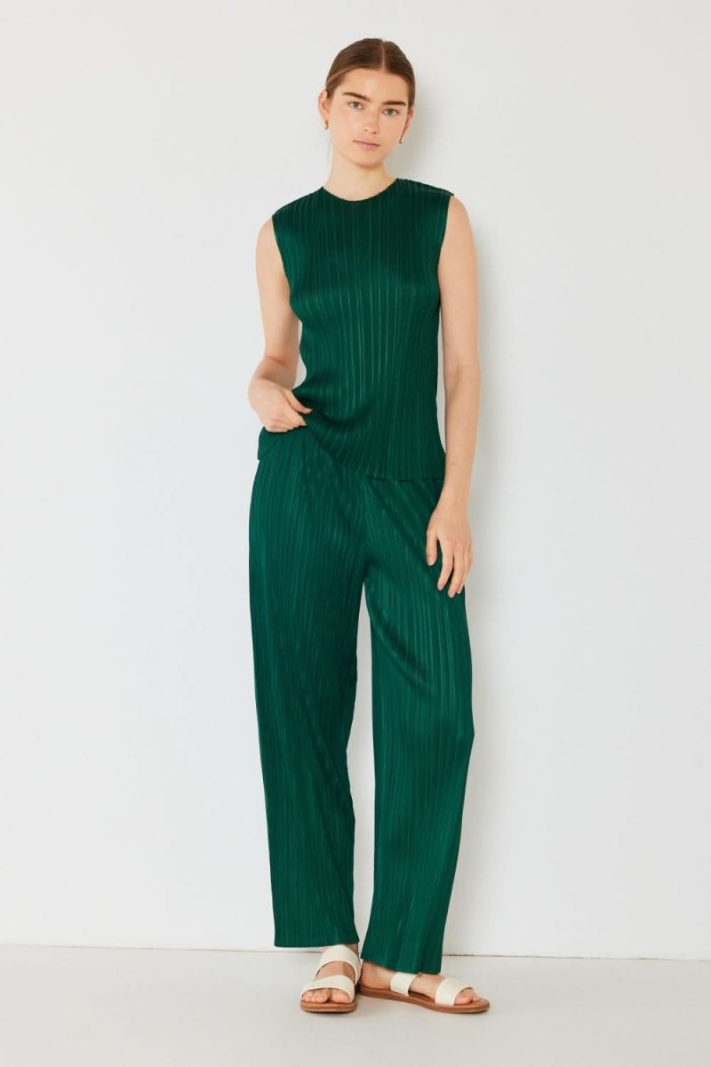 Marina West Swim Pleated Elastic - Waist Straight Pants - Sleekdenim.com