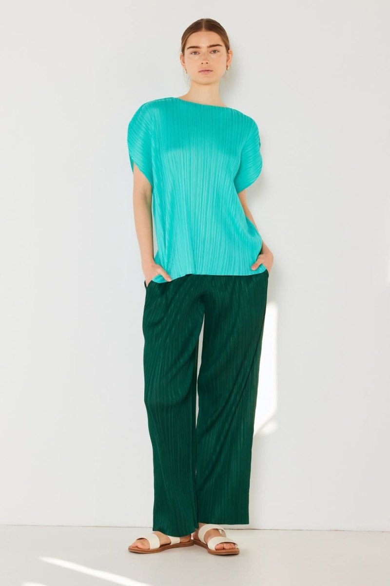 Marina West Swim Pleated Elastic - Waist Straight Pants - Sleekdenim.com