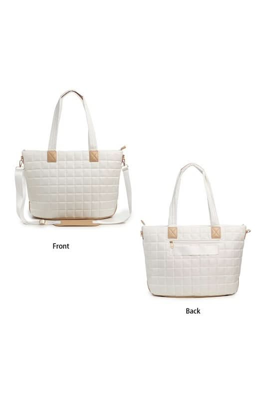 Mila Quilted Traveler Tote with Mini Clutch - Sleekdenim.com