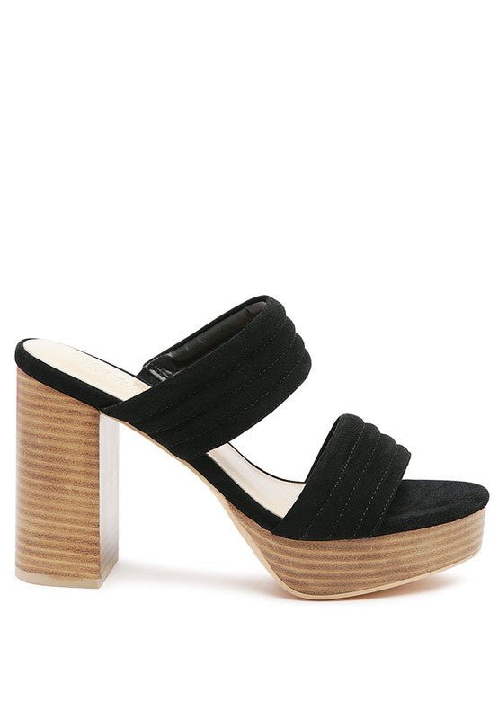 MILLE FEUX SUEDE SLIP - ON BLOCK HEELED SANDAL - Sleekdenim.com