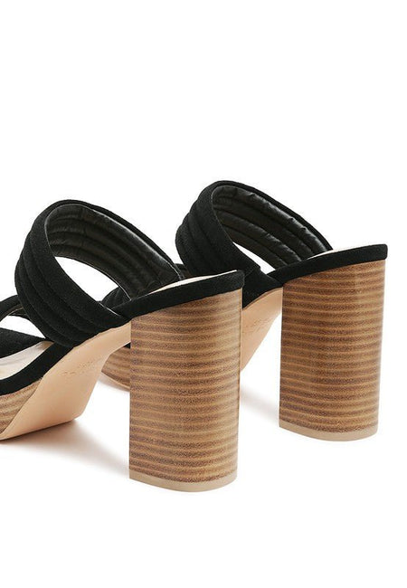 MILLE FEUX SUEDE SLIP - ON BLOCK HEELED SANDAL - Sleekdenim.com